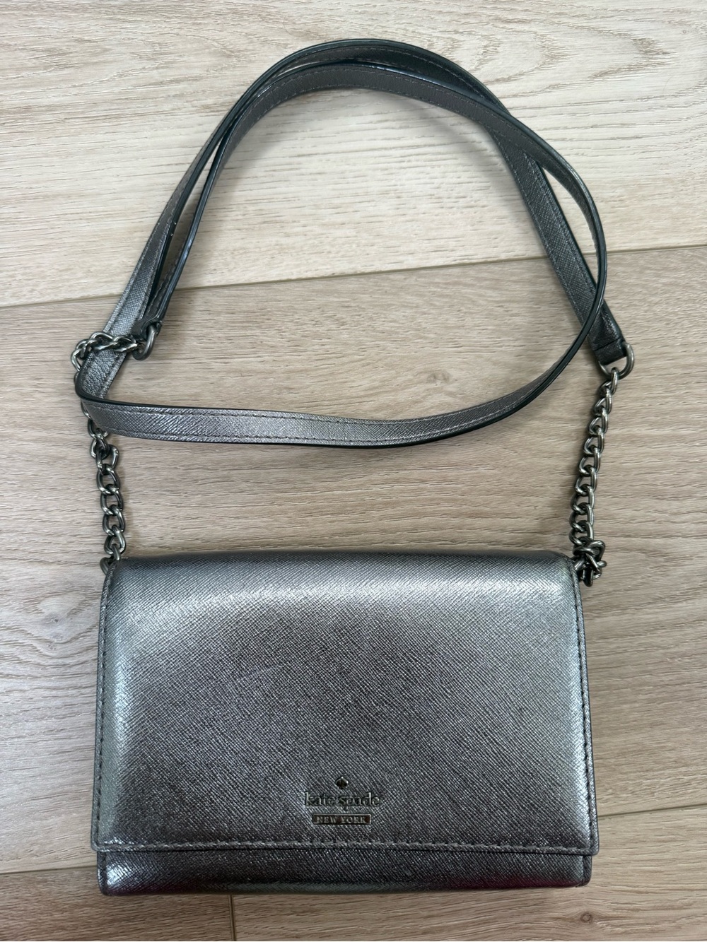 Kate Spade Chrome Leather Crossbody Shoulder Bag